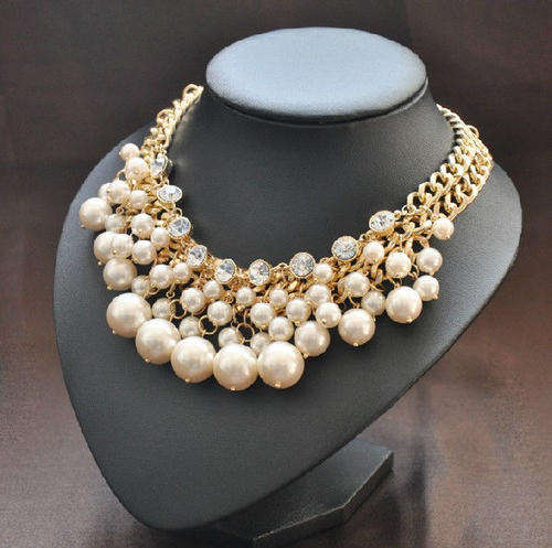 Gorgeous European Faux Akoya Pearl Bib Necklace!!!