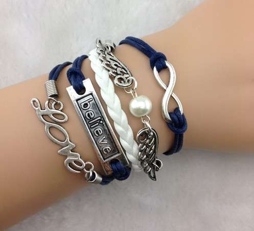 *Quick Shipping*Hot! "Believe Love Angel Wings" Infinity Bracelet