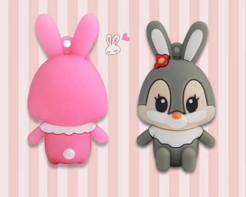 WOW!! Cute Grey Silicone Bunny 1 gig usb flash drive