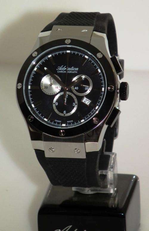 Adriatica 100% Swiss Made, Chronograph Date Men Watch, Rubber Strap A8209.B214CH