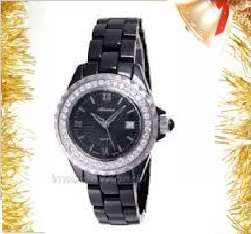 100% SWISS Made, ADRIATICA Black Ceramic Black Dial Ladies Watch A3313.E164QZ