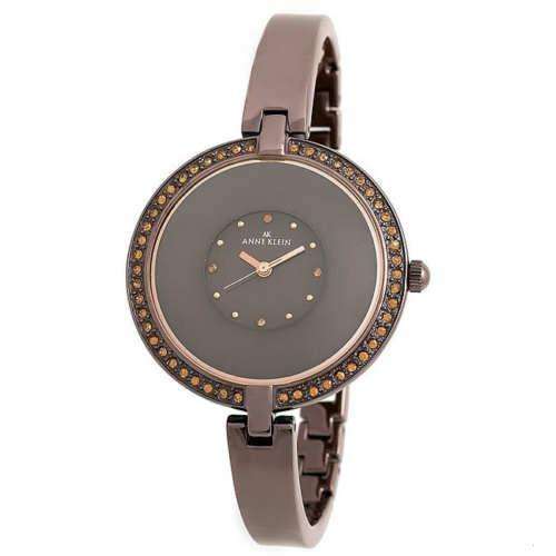 **In stock**Anne Klein Watch Lady Oversized Brown with Swarovski Crystals on Dial and bezel
