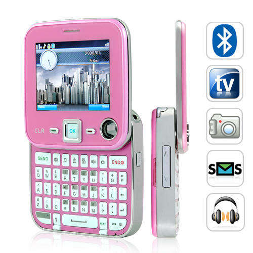 **Elegant** Pink - Dual SIM TV Swivel Screen QWERTY Cosmopolitan Phone
