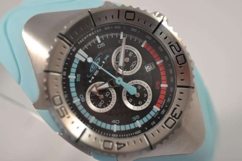 **Stunning**NEW MENS HELIX LINKS CARBON DAIL S/STEEL PROFESSIONAL DIVERS RUBBER  WATCH