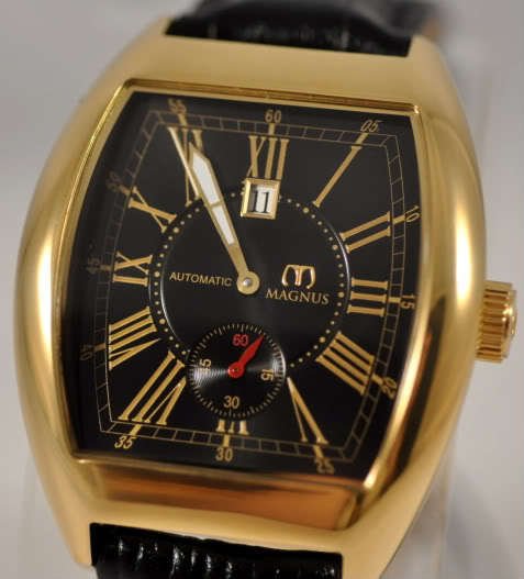**One of a kind**NEW MENS ONE HAND MAGNUS MANCHESTER  BLACK LEATHER WATCH