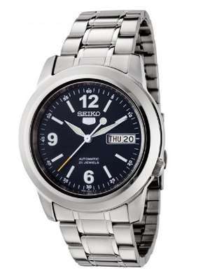 SEIKO 5 MEN AUTOMATIC OYSTER NAVY BLUE DIAL WATCH NR SNKE61