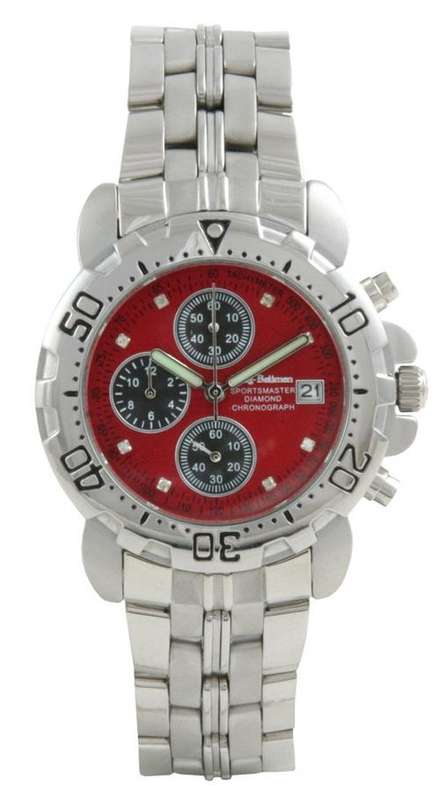 **Diamond**KRUG BAUMEN Sportsmaster Diamond Red Mens Chronograph Watch