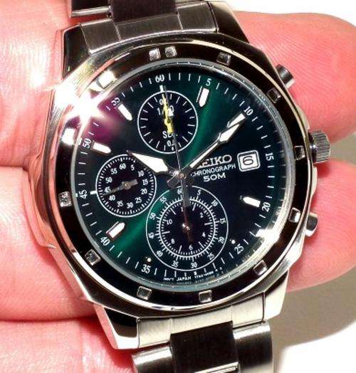 SEIKO MEN CHRONOGRAPH PILOT AVIATION GREEN WATCH SND411