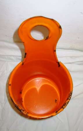 BRIGHT ORANGE VINTAGE ENAMEL UTENSIL HOLDER