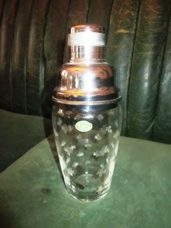 ART DECO 1930S STUART CRYSTAL AND CHROME COCKTAIL SHAKER