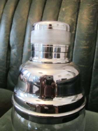 ART DECO 1930S STUART CRYSTAL AND CHROME COCKTAIL SHAKER