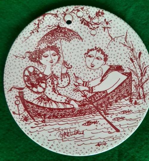TWO NYMOLLE DENMARK CERAMIC WALL PLATES DESIGNED BY BJORN WIINBLAD