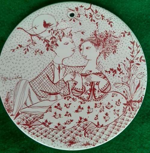 TWO NYMOLLE DENMARK CERAMIC WALL PLATES DESIGNED BY BJORN WIINBLAD