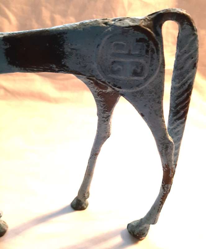 LARGE BRONZE ETRUSCAN HORSE FIGURINE-FREDERICK WEINBERG STYLE