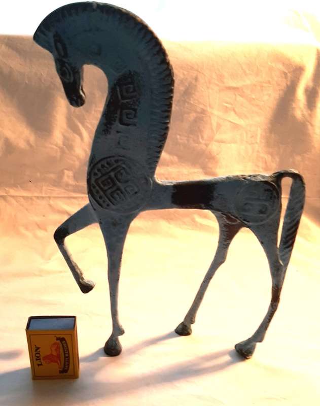 LARGE BRONZE ETRUSCAN HORSE FIGURINE-FREDERICK WEINBERG STYLE