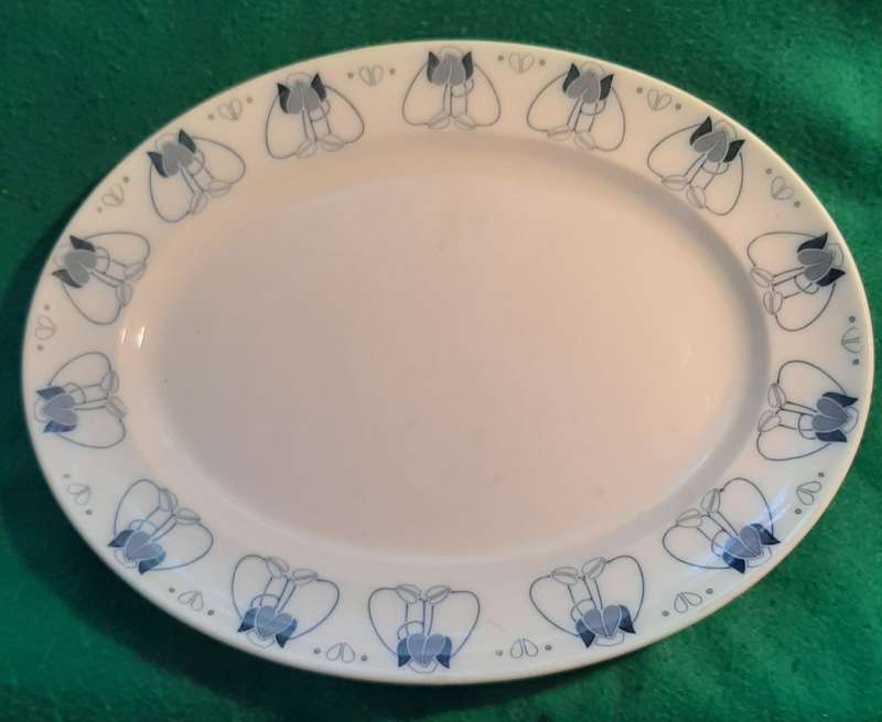 ANTIQUE 1886 KEELING & CO LAYE MAYERS TULIP PATTERN OVAL PLATTER