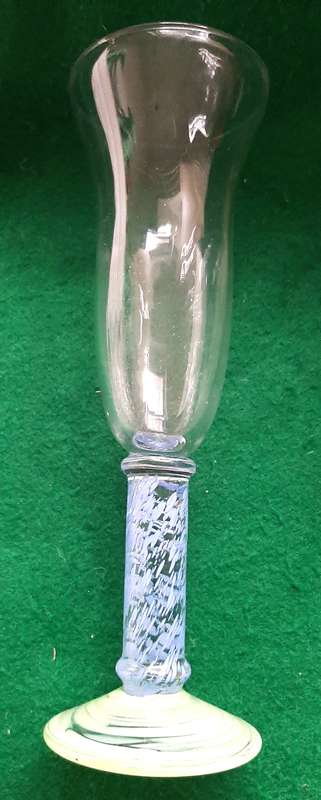 SET OF NINE HANDMADE ART GLASS WINE GLASSES