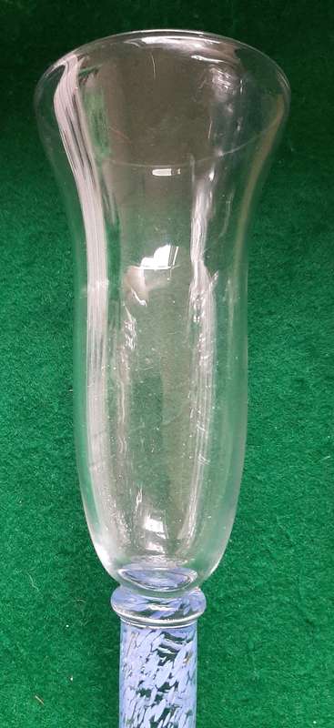 SET OF NINE HANDMADE ART GLASS WINE GLASSES