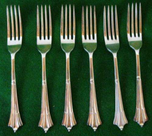 SIX VINTAGE "DIXON" A1 SILVER PLATED LARGE TABLE FORKS