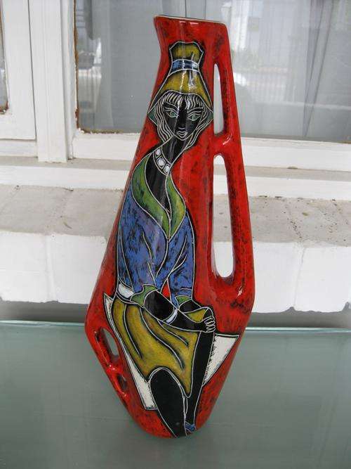 MID CENTURY MODERN FANTONI STYLE ITALIAN CERAMIC VASE