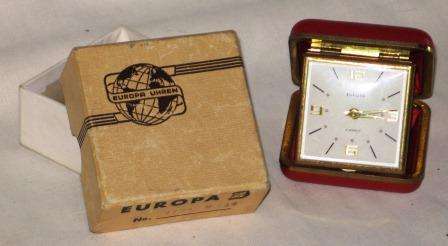 RETRO EUROPA FOLD UP TRAVEL ALARM CLOCK 2 JEWELS