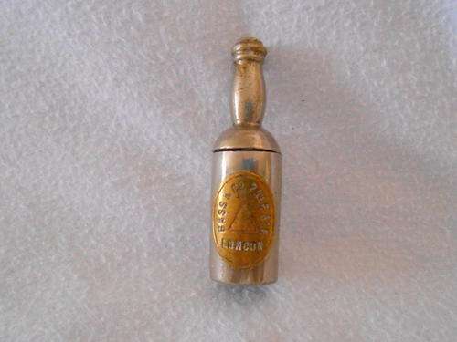 2 Items: Vesta Case 'Bass & Co' Pale Ale. London, Bottle, Tin/brass, & Brass Pencil Holder, c 1900's