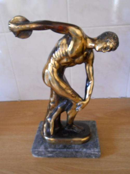Cast Brass and Marble  'Discobole'   Statue.  Made in Greece