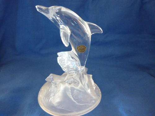 Crystal d'Argues, 'Leaping Dolphin' Geniune Lead Crystal Clear glass made in France....