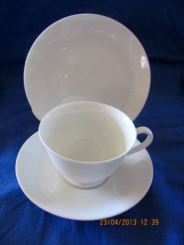 Noritake  'Savoy'  White Trio (Cup; Saucer; Side Plate)  5825  Fine Porcelain; (#9)