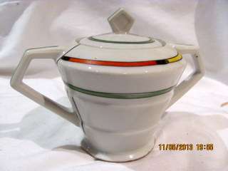 Art Deco Sugar bowl   Fine porcelain         Unknown origin.......    c1930's +