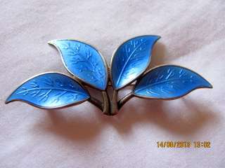 Vintage Collector's 'David-Andersen' D-A 925S Sterling/Enameled 4 Leaved Fine Blue Brooch Norway....