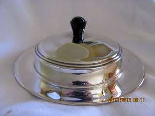 Reg "Plato" E.P.N.S. Butter dish with Glass liner. Bakelite Knob...