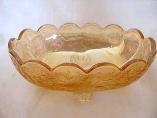 Vinage Marigold Carnival Glass ..small bowl on feet.....
