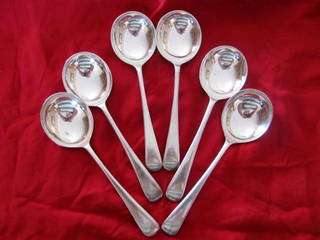 Vintage 'Super A 90' Siver Plated  Soup Spoons (6) made in Sheffield, England
