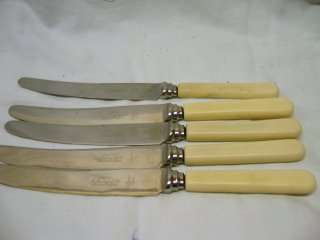 5 Bonehandle Knives 'Duracut. M Bernard &Co. Masters. Sheffield, England.
