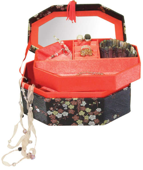 Black floral jewellery box