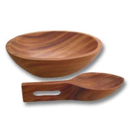 Wooden Oval Bowl with Spoon