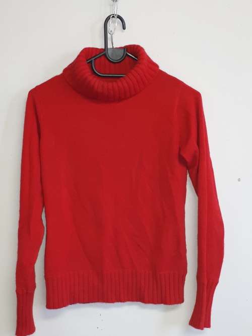 Cashmere Red Pullover Polo neck
