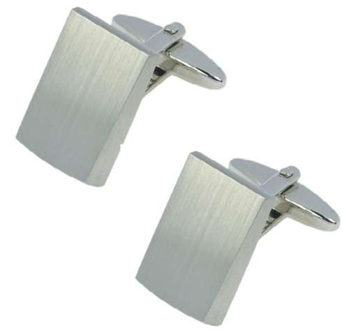 Brushed rhodium plated cufflinks 'rectangular' in presentation box (1.8x0.7cm)