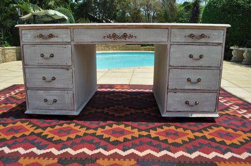 French painted 9 drawer vintage desk
