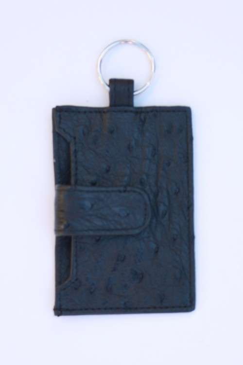 Ostrich Leather Drivers` License or ID holder and keyring