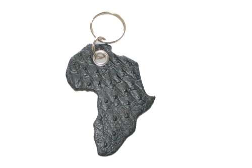 Ostrich Leather Africa Map Key ring