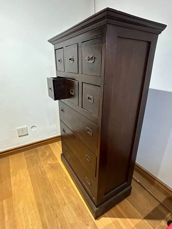 Tall chest of drawers & Bookcase in military  style