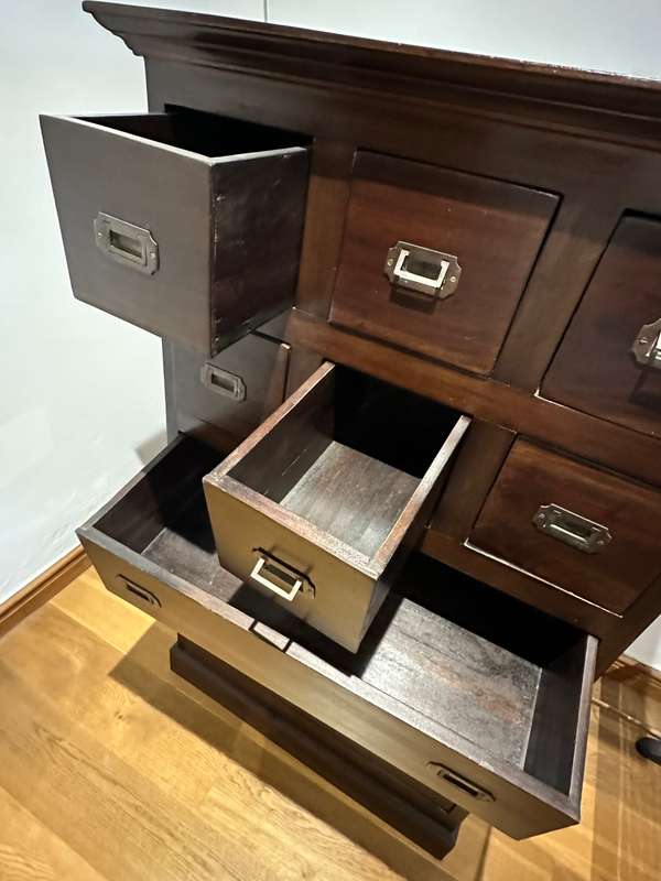 Tall chest of drawers & Bookcase in military  style