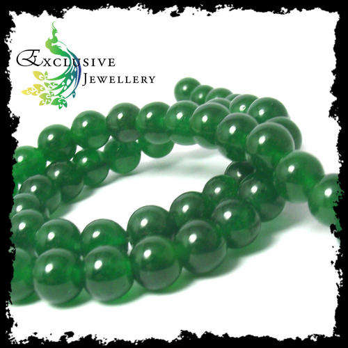 SEMI-PRECIOUS BEADS - Green Jade Gemstone Bead (8mm) - 40cm