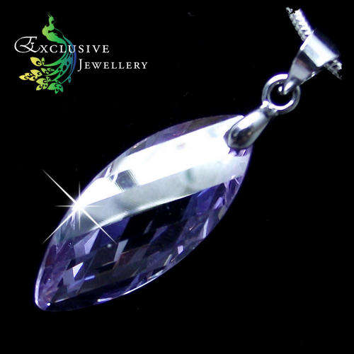 EXCLUSIVE JEWELLERY -19.76 CT. 23mm x 9.9mm Purple Amethyst Zirconia Twist Pendant