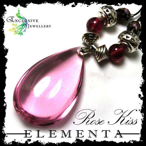 Exquisite HUGE Crystal ELEMENTA Necklace - "Rose Kiss"