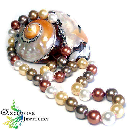 SAVE 33% - 10mm Multicolour East Sea Shell Pearl Necklace 19" AAA