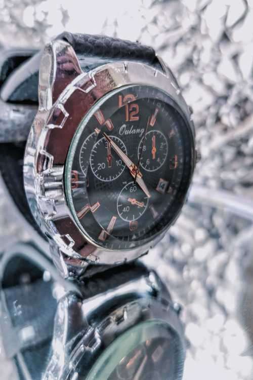 Mens Grey Strap business analog wristwatch