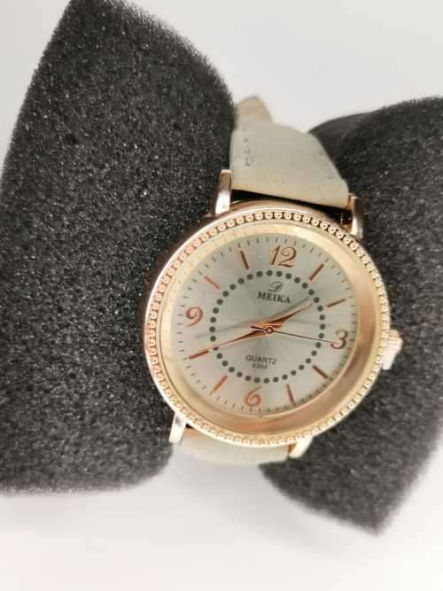 MIEKA rose gold/silver face with grey strap fashion watch